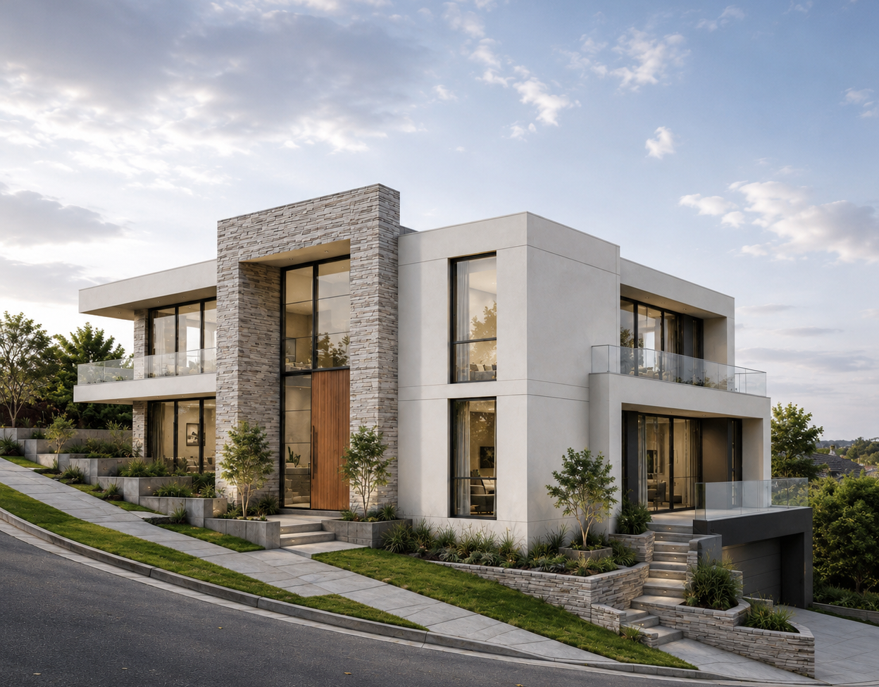Contemporary home exterior designed by FA Design